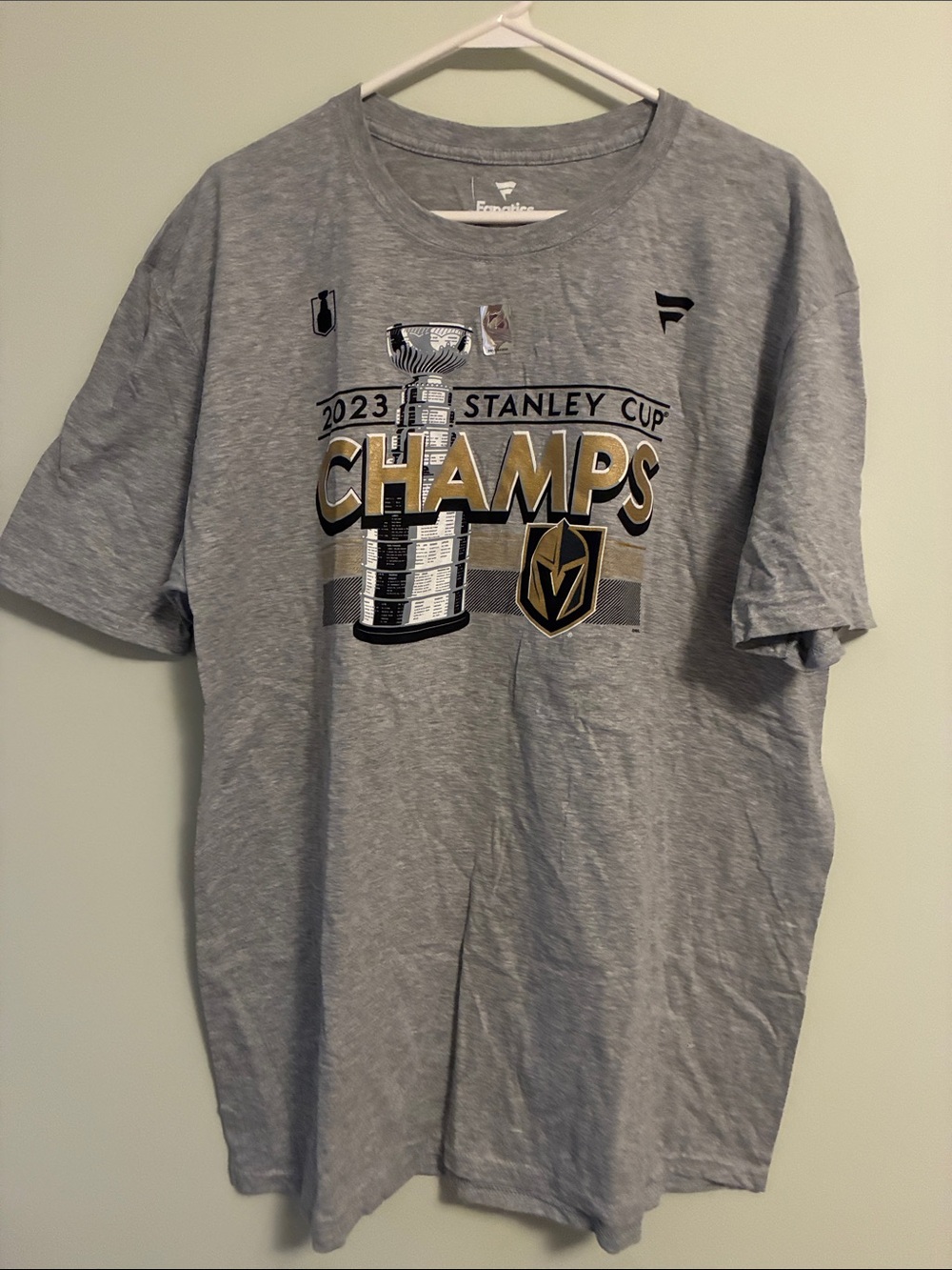 Fanatics Gray 2023 Stanley Cup Champs Graphic Tee